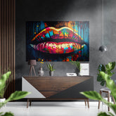 Lips Brushed Aluminum Dibond Wall Art.